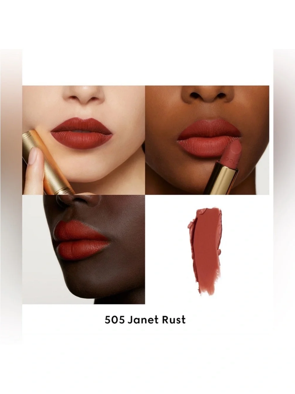 Gucci Matte Lipstick in Deep Brick Red with Gold Case